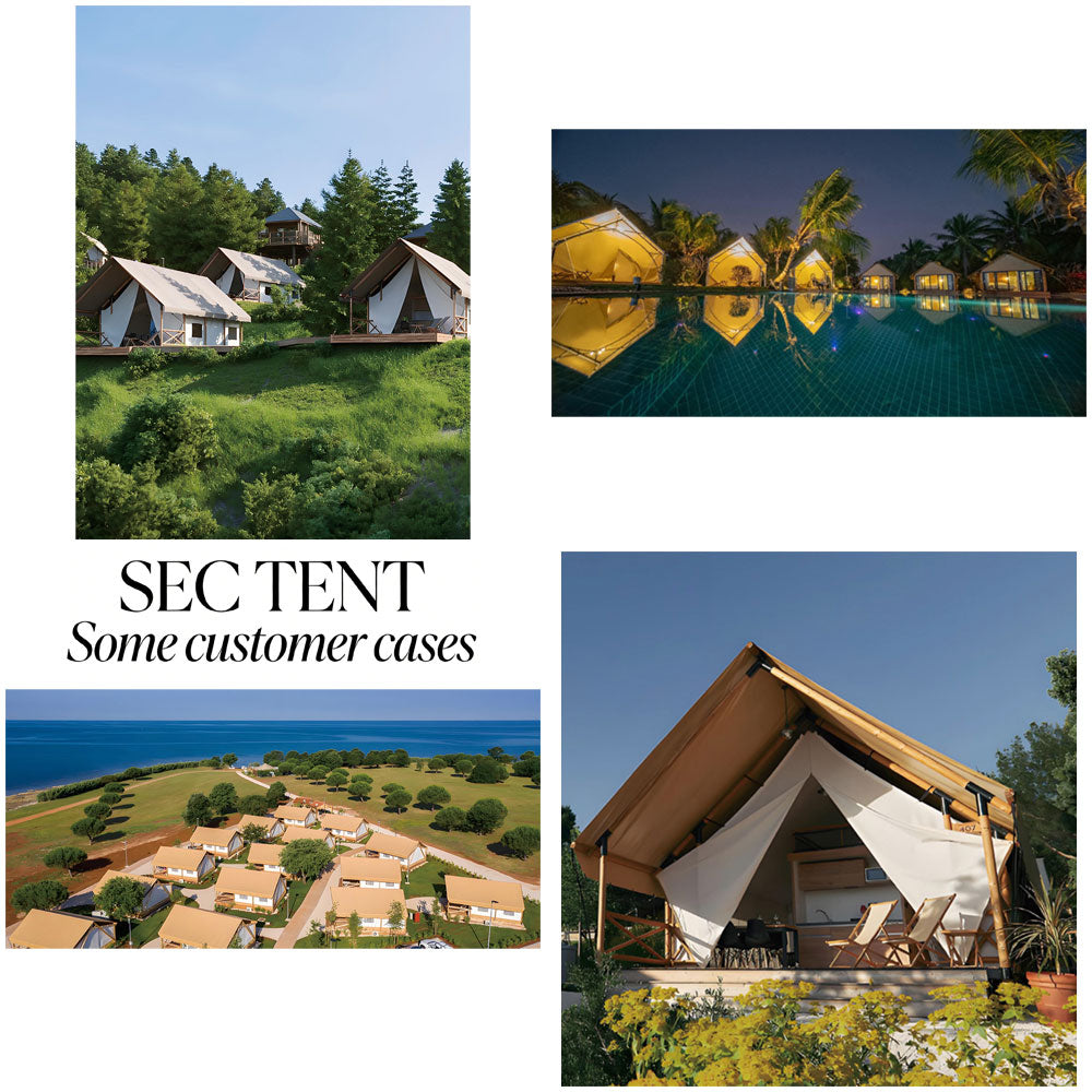 Windproof Luxury Waterproof Glamping Tent with Bathroom Safari Canvas for Outdoor Hotel Resort Customization Family Ready